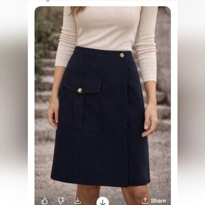 Banana Republic Navy Faux Wrap Skirt • XS • Lined • Workwear Classic